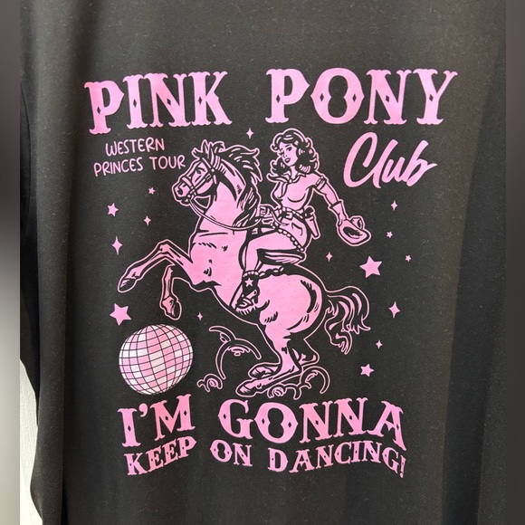 Ladies Size XL Pink Pony Club Graphic Tee “I’m Gonna Keep On Dancing” - Picture 2 of 3
